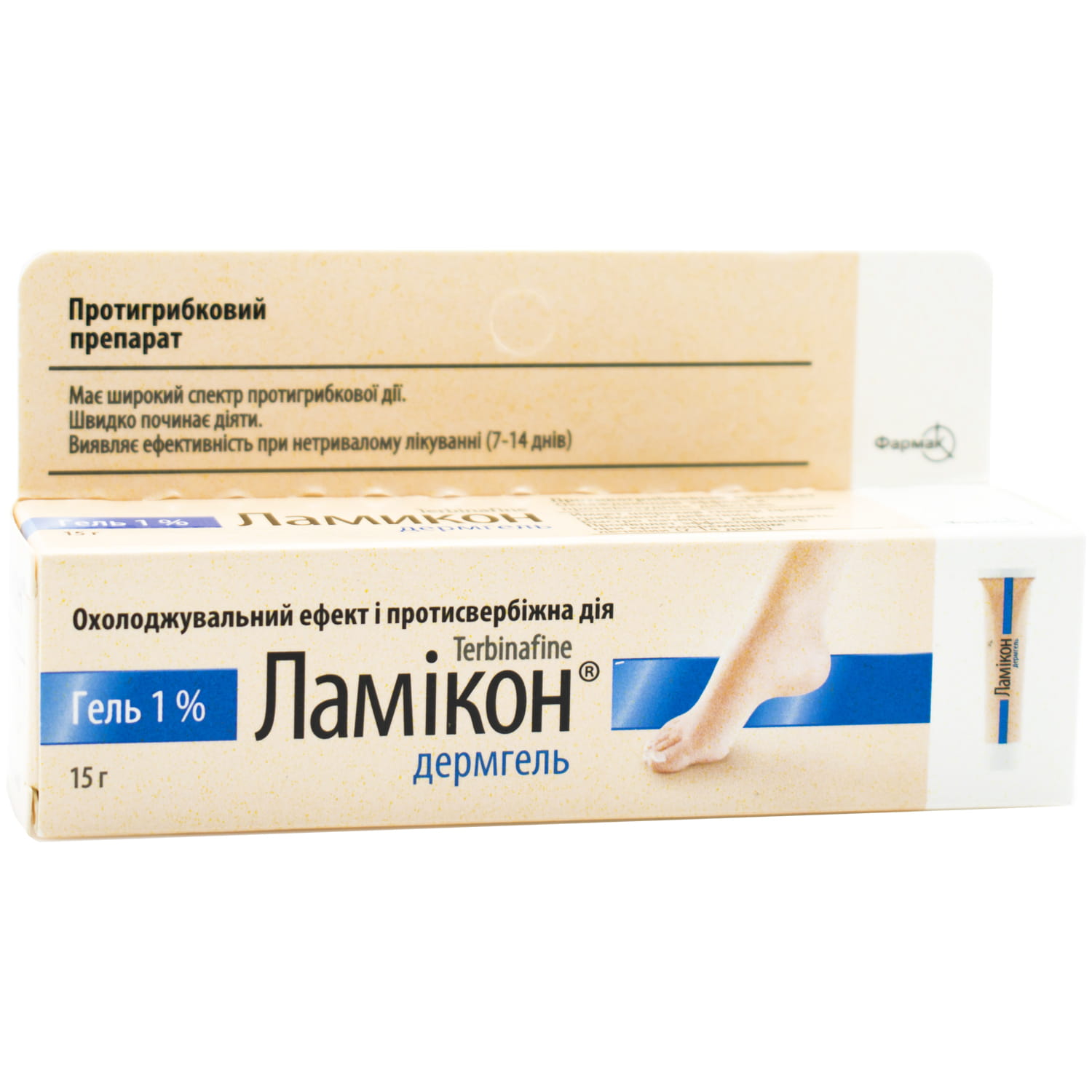 ЛАМІКОН® ДЕРМГЕЛЬ гель 1 % по 15 г у тубі; по 1 тубі у пачці